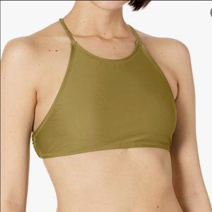 Volcom Simply Solid Crop Bathing Suit Top, Army Green, Small, Worn Once